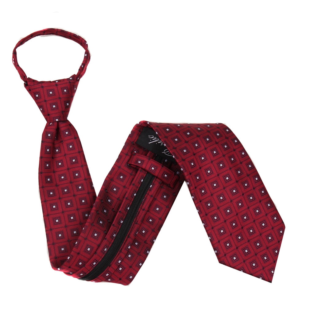 Mens Red and Burgundy Zipper Ties Pre Made Ties - Walmart.com