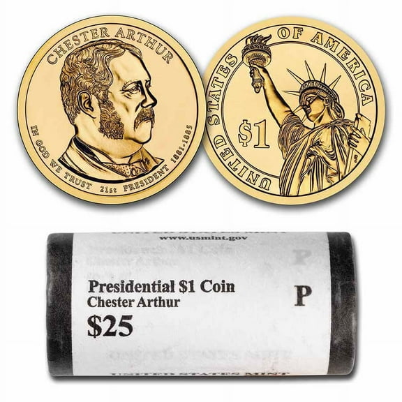 2012-P Chester Arthur 25-Coin Presidential Dollar Roll BU