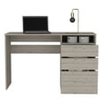 thumbnail image 4 of Knubmt Computer Desk with 1 Shelf and 3 Drawers, Wood Writing Table for Home Office, Light Gray, 4 of 6