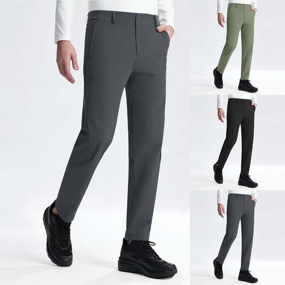 Men's All Day Comfy Golf Pants Quick Dry Lightweight Work Casual Dress Trousers with Pockets Business Casual formal Wear Big and Tall Size S-4XL Dark Gray