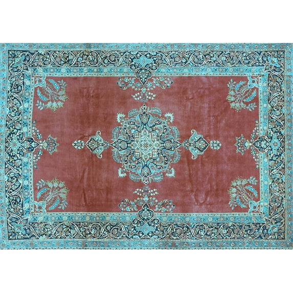 Ahgly Company Indoor Rectangle Persian Light Blue Traditional Area Rugs, 7' x 10'