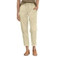 thumbnail image 1 of RXIRUCGD Women's High Waisted Drawstring Wide Leg Ankle Strap With Pocket Work Pants, Beige, Size: L, 1 of 4