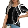 thumbnail image 5 of PVCS Womens Tops Fashionable Women's Casual Short Sleeved Loose Round Neck Printed Top, 5 of 7
