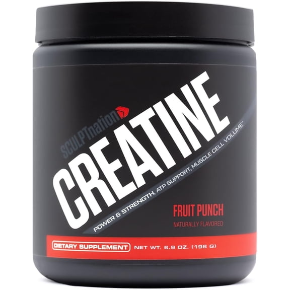 Sculpt Nation Muscle and Energy Support Creatine Monohydrate Amino Acid Supplement Powder, Fruit Punch, Workout Recovery, 30 Servings