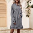 thumbnail image 4 of Vestido con abertura lateral y capucha, ajuste holgado, traje diario con hombros caídos para mujer Ygjytge Gris T M para Mujer, 4 of 5