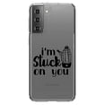 thumbnail image 1 of DistinctInk Clear Shockproof Hybrid Case for Galaxy S21 5G (6.2" Screen) - TPU Bumper Acrylic Back Tempered Glass Screen Protector - I'm Stuck On You Cactus, 1 of 2