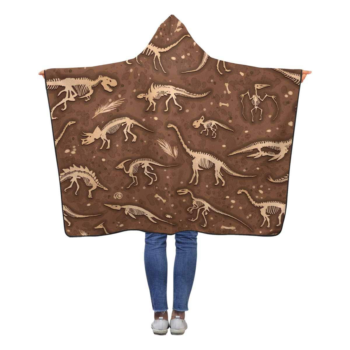 HATIART Dinosaurs Brown Hooded Throw Blanket 50x60 inches Kids Girls