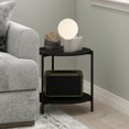 thumbnail image 2 of Furinno Besi 2-Tier Wide Round Side Table with Metal Legs, Metal Black End Table, Night Stand, Bedside Table with Open Shelf, for Living Room, Bedroom, Dark Americano, 2 of 5