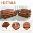 thumbnail image 2 of Aukfa 3 Piece Sofa Set - 46" Wide Upholstered Sofa Couch Armchair, Leather, Orange, 2 of 10