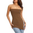 thumbnail image 3 of Gureui Womens Sexy Strapless Tube Top,Off Shoulder Sleeveless Backless Irregular Slit Bandeau Wrap Slim Fit Crop Tops Vest Streetwear, 3 of 9