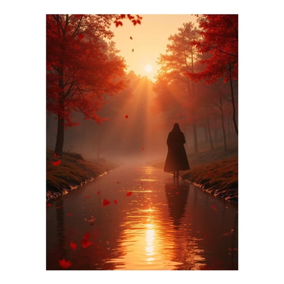 Diamond Art Kit for Adults, Sunset Stroll Autumn Reflection Diamond Painting for Adults Beginners, 5D DIY Diamond Art Painting Kits, Colorful Diamond Painting Craft for Home Decor 12x16