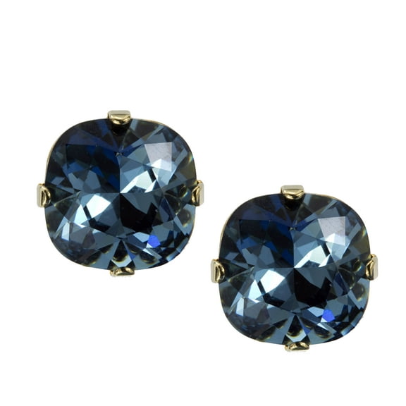Swarovski Gold Stud Earrings featuring Denim Blue 12mm 4470 Nickel Free