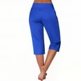 thumbnail image 5 of Womens Summer Capris for Vacation New Women's Wide Leg Yoga Capris High Waist Loose Fitted Workout Pants with Pockets Casual Lounge Trousers Blue S, 5 of 8