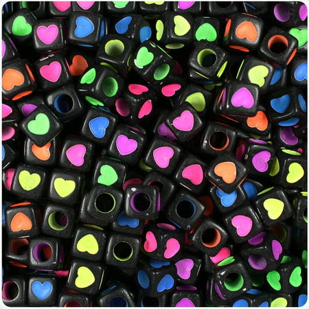 Winchester 7 Mm Mag - BeadTin Black Opaque 7mm Cube Heart Beads - Colors (100pcs)