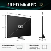 Hisense 55 Class U8 Series Mini-LED ULED 4K UHD Google Smart TV (55U8QG, 2025 Model) - QLED, Native 165Hz, Game Mode Ultra 288 VRR,Dolby Vision IQ, Dobly Atmos, Up to 5000 Nits, IMAX Enhanced