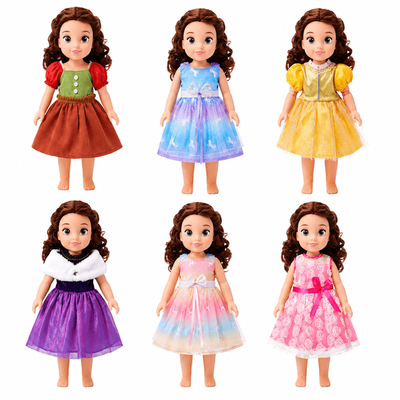 Lictin American 18 inch Doll Clothes Set, 6 Pack Princess Costume Dress Outfit Set for 18" Girl Doll, Doll Clothing Toys Gift for Kids Girls 3