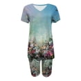 thumbnail image 4 of Ensembles 2 Pcs pour Femmes Été Mode Femme Blouse à Col en V Manches Courtes Hauts Shorts Costume Décontracté Ensembles Deux Pièces pour Femmes en Liquidation, 4 of 4