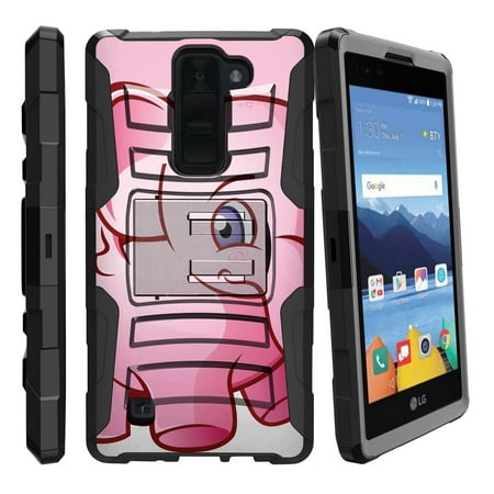 LG K8V and VS500 Miniturtle® Clip Armor Dual Layer Case Rugged Exterior with Built in Kickstand + Holster - Pink