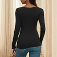 thumbnail image 3 of APEXFWDT Women's Ribbed Long Sleeve Top Cut-Out Neckline Slim Fit Shirt Basic Tee for Fall/Winter,M,Black, 3 of 7