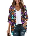 thumbnail image 2 of Zormilly Halloween Cardigan Women Lightweight 3/4 Sleeve Open Front Long Cardigans Print Loose Casual Cardigans, S-2XL, 2 of 5