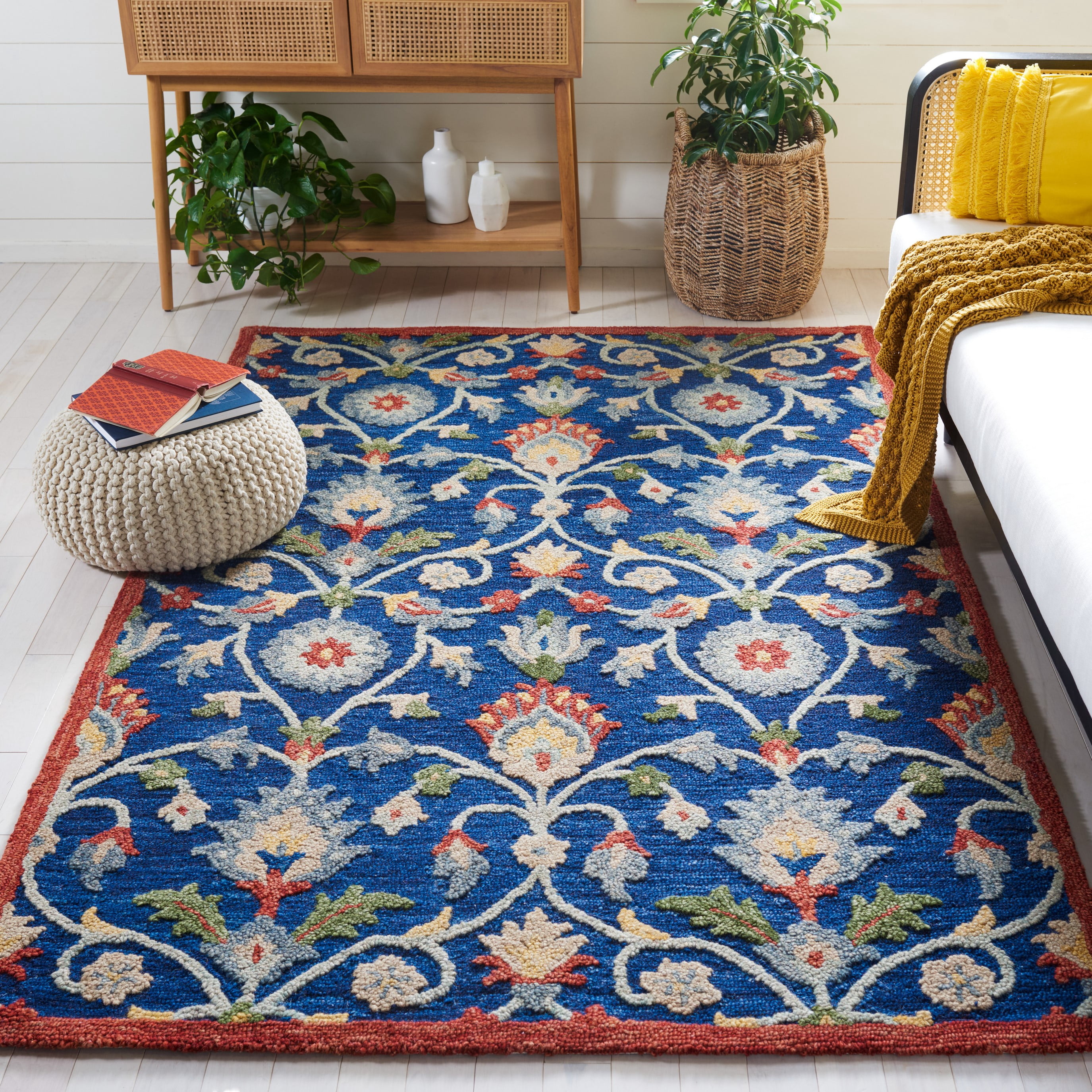 SAFAVIEH Blossom Anson Floral Area Rug, Blue/Rust, 8' x 10'