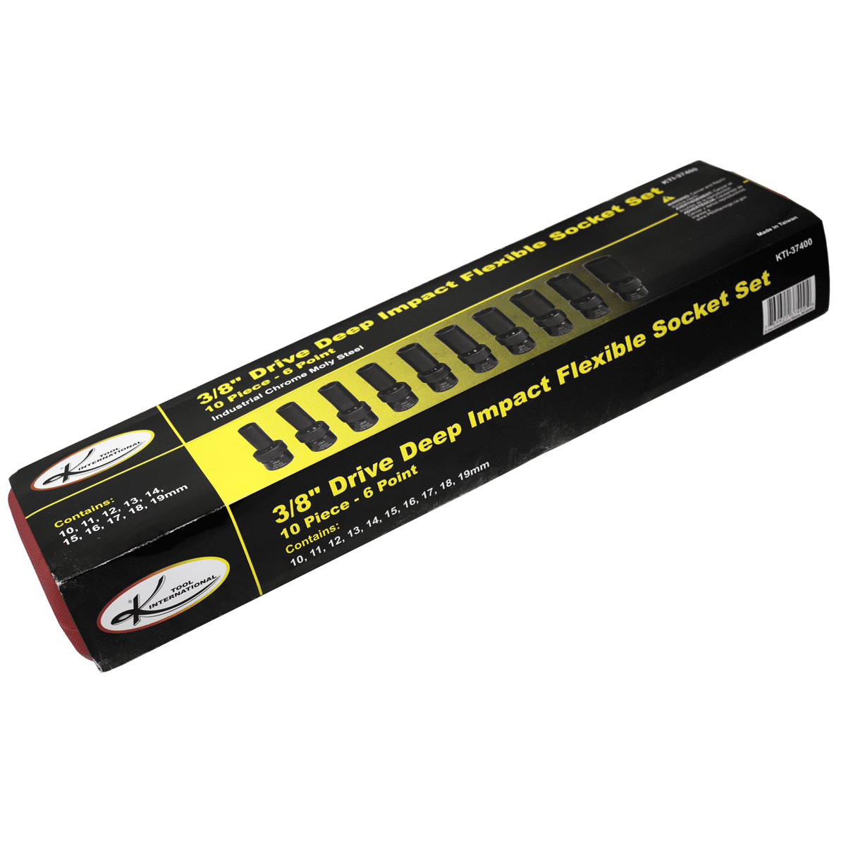 K-Tool 37400 10 Piece 3/8" Drive Metric Impact Flex Deep Socket Set