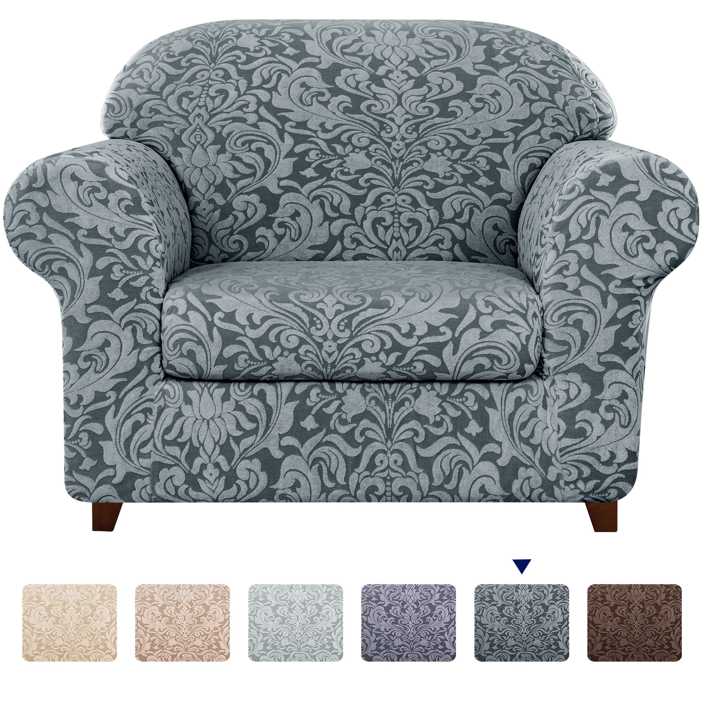 Subrtex 2piece Jacquard Damask Stretch Sofa Cover Armchair Slipcover