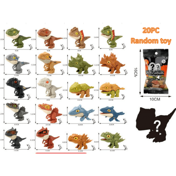 Cankypu 20PCS Random Dinosaur Blind Bag Toys, Biting Finger Dino Figures / Movable Parts, Surprise Toys for age 3-12, Party Favors