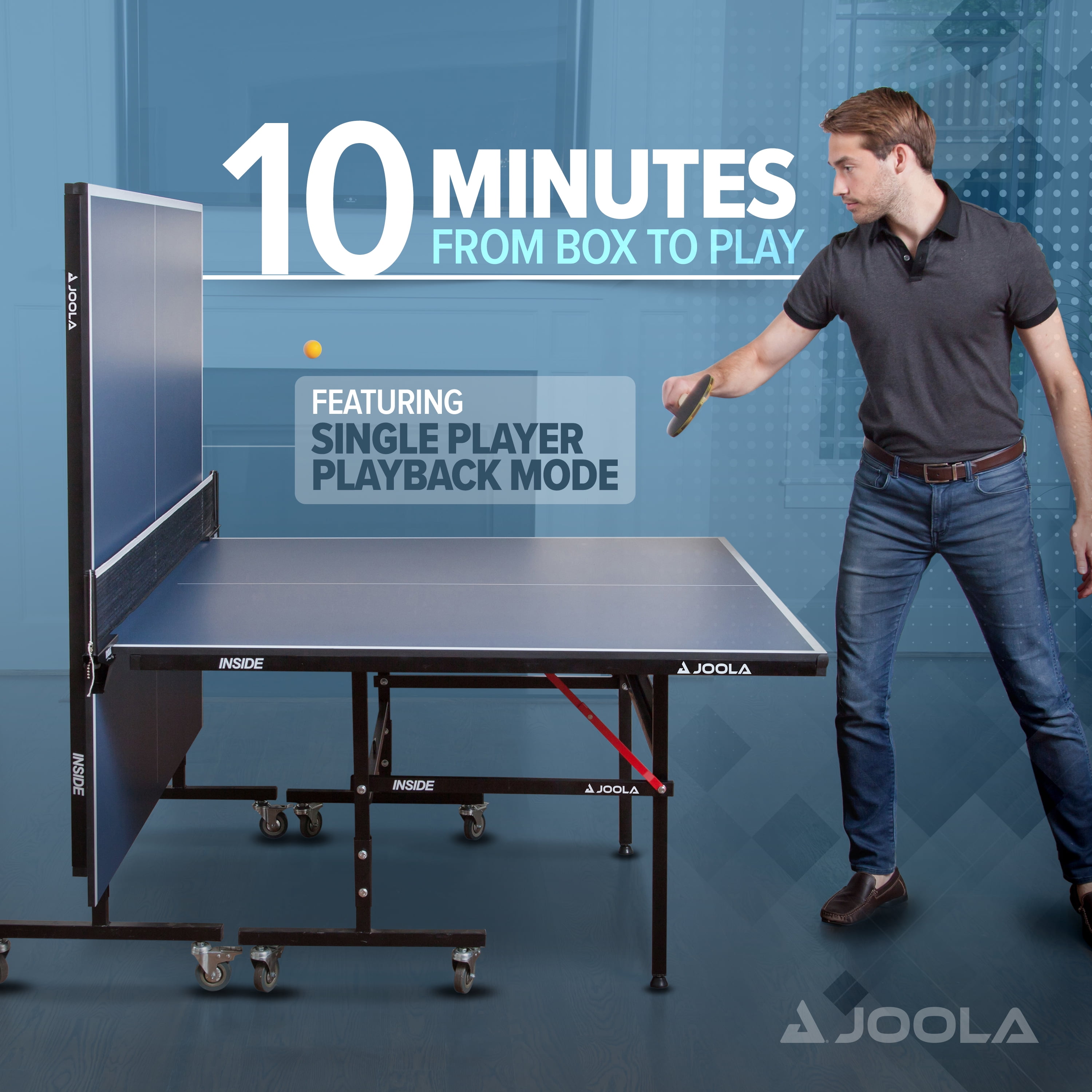 JOOLA Inside 15mm Indoor Regulation Size 2-Piece Table Tennis Table, Blue