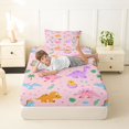 thumbnail image 4 of Metsweet Cartoon Dino Animal Twin Sheets 3pcs for Boys, Cute Jungle Wildlife Bedding, Purple Pink Light Pink,1 Fitted Sheet, 1 Flat Sheet and 1 Pillowcase, 4 of 5