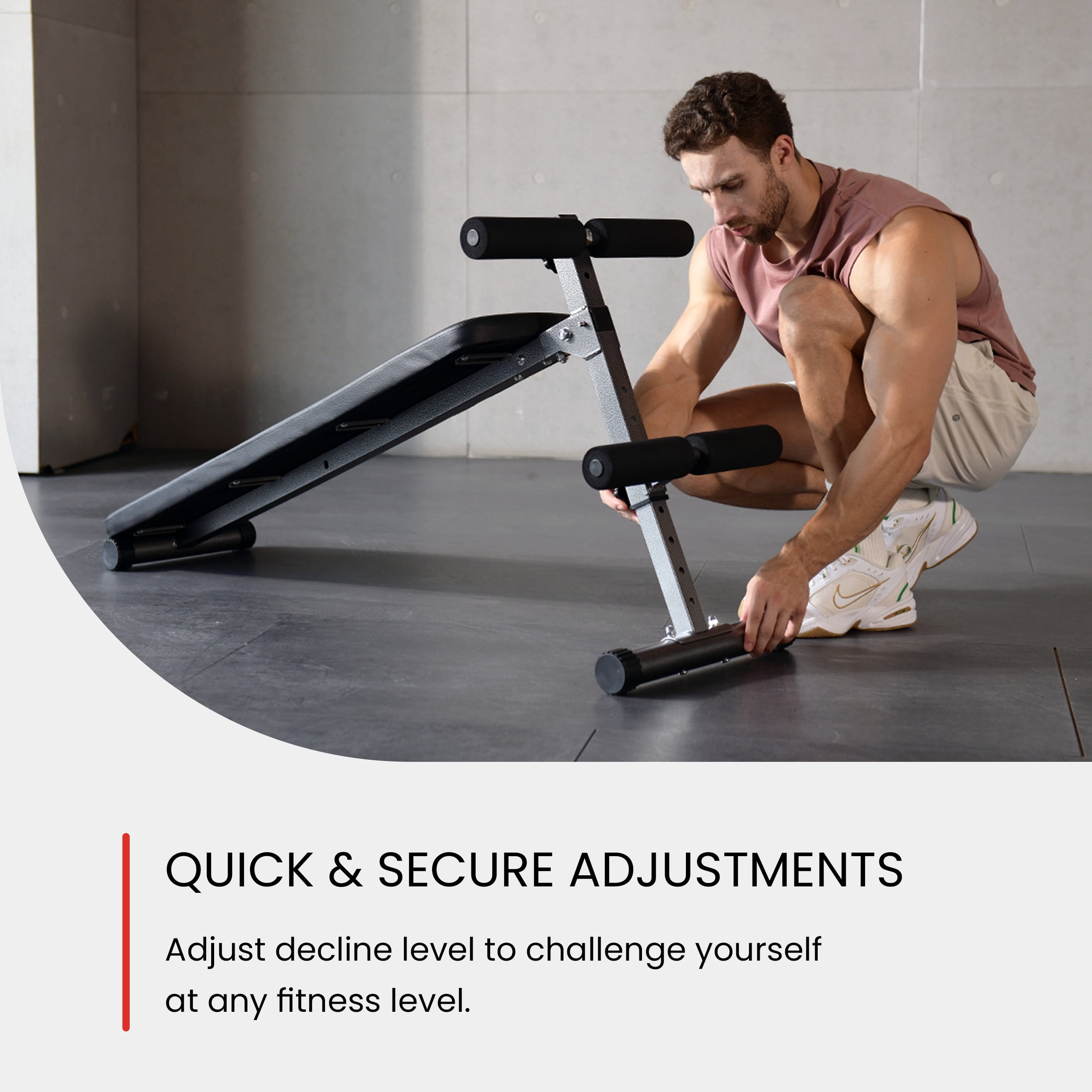 Finer Form Gym-Quality Adjustable Sit Up Ab Bench & Decline Weight Bench for Home Gym Strength Training. Supports 660lbs.