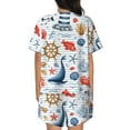 thumbnail image 3 of Lsque Watercolor Nautical Women's Short-Sleeved Pajama Set - 2 Piece Soft and Lightweight Sleepwear Set-4X-Large, 3 of 9