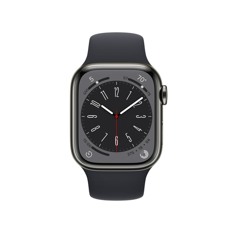 Apple Watch Series 8 GPS + Cellular 41mm Graphite Stainless Steel Case with  Midnight Sport Band - S/M