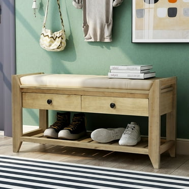 Entryway Bench with Storage Drawers, SESSLIFE Wooden Shoe Bench, Modern ...