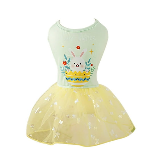 MXTPOV Colorful Pet Dog Dress, Cute Easter Eggs Bunny Printed Dog Clothes, Puppy Shirt Yorkie Clothes Cute Doggie Dress Dog Apparel for Small Dogs and Cats,L