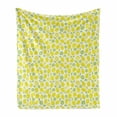 thumbnail image 1 of Fruits Soft Flannel Fleece Blanket, Lemons and Lime Leaves Pattern Freshness Menu Organic Juice Healthy Food Concept, Cozy Plush for Indoor and Outdoor Use, 70" x 90", Yellow White, by Ambesonne, 1 of 6
