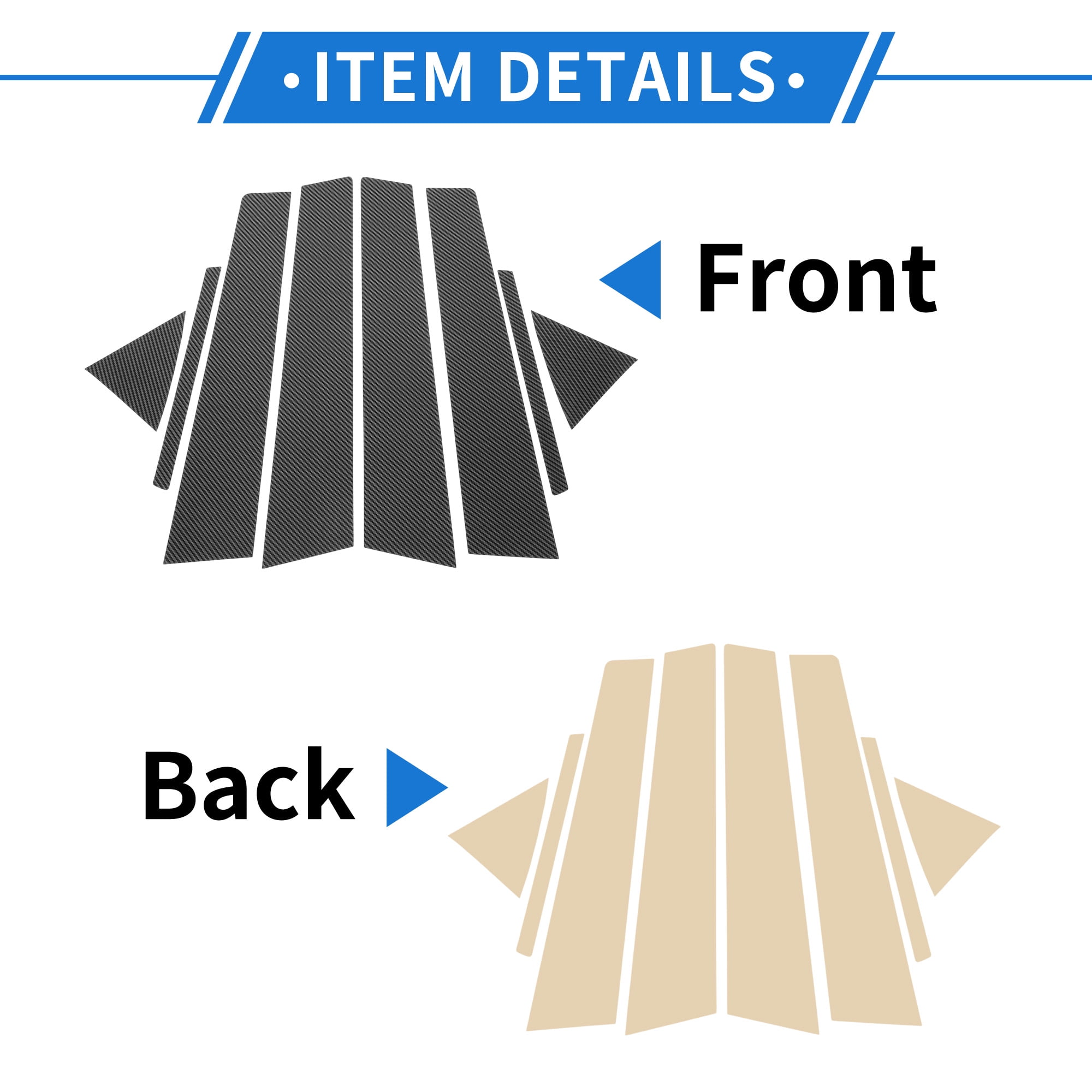 Unique Bargains 8 Pcs Door Pillar Window Trim for Hyundai Elantra 2017-2020 Covers Black