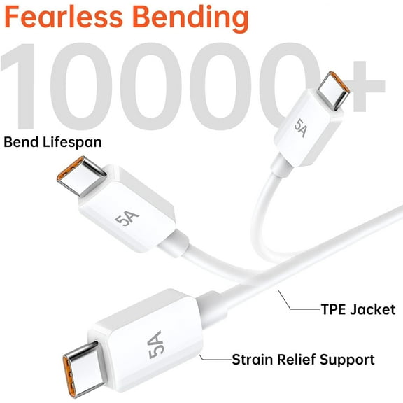 Usb Type C Cable 5A, 5.9ft Usb To Usb C Fast Charging Cable Usb Type C Data Cable Compatible With Samsung Galaxy S21/S10/S9/S8/A51/Ipad Pro 2021/Huawei/Sony