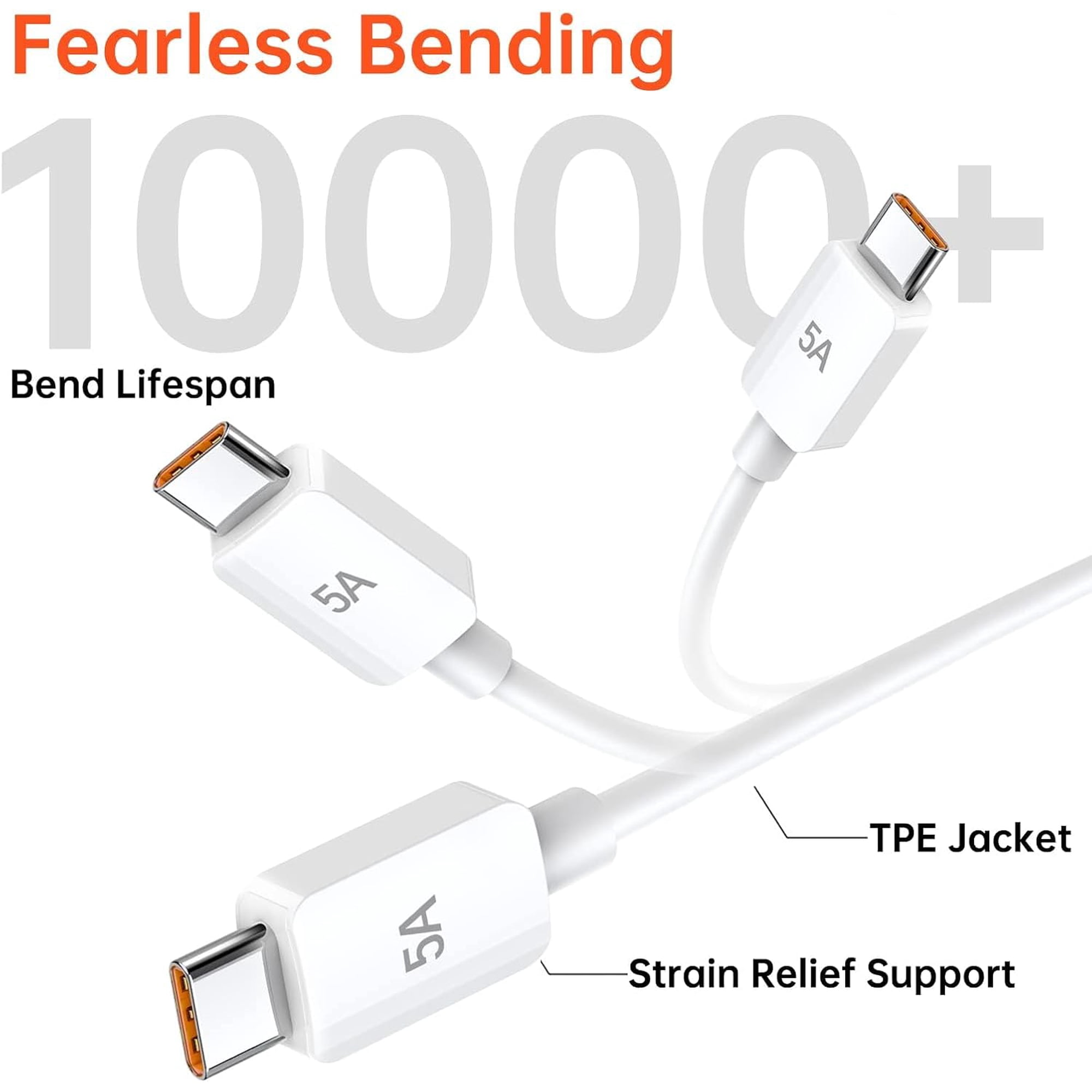 Usb Type C Cable 5A, 5.9ft Usb To Usb C Fast Charging Cable Usb Type C Data Cable Compatible With Samsung Galaxy S21/S10/S9/S8/A51/Ipad Pro 2021/Huawei/Sony