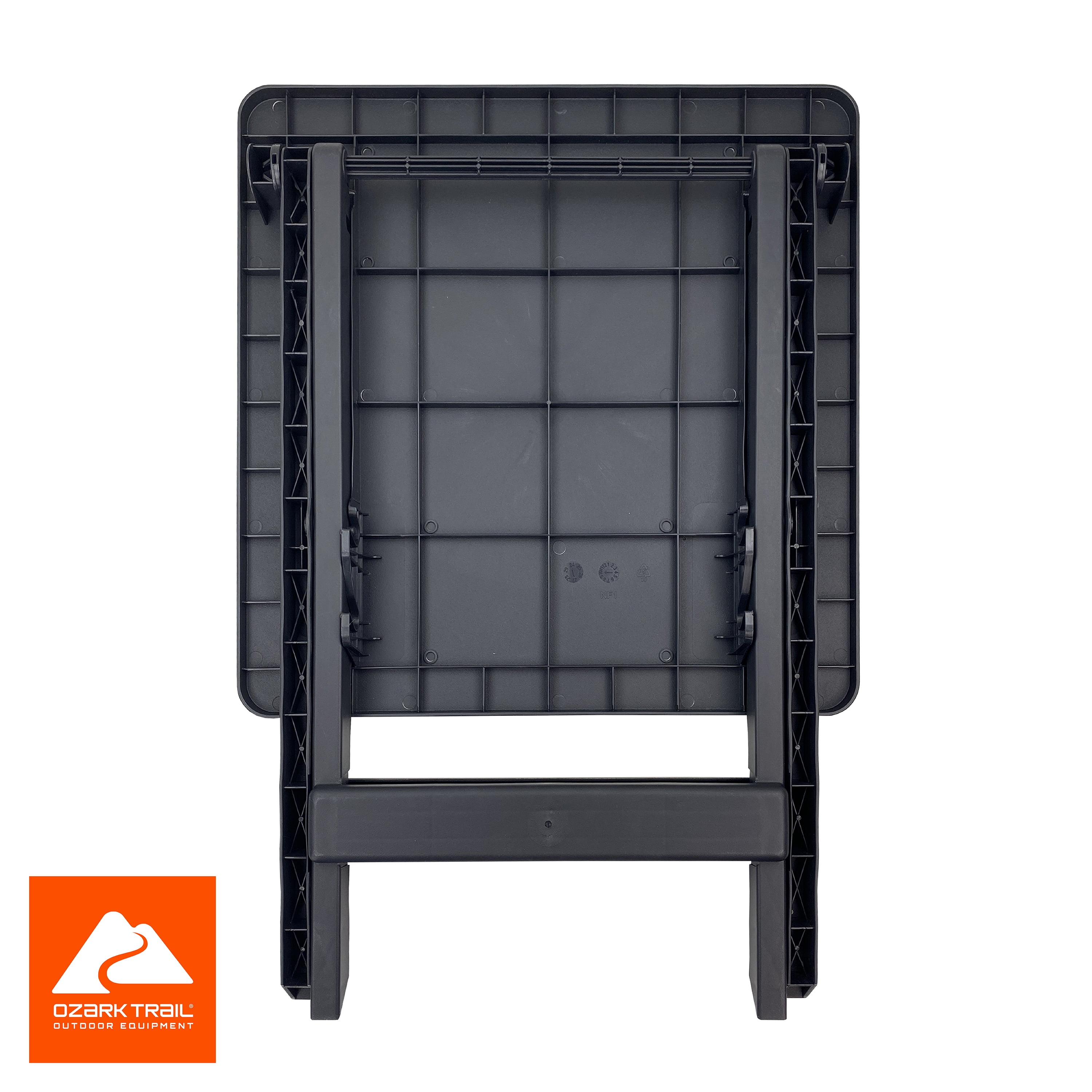 Ozark Trail 19-inch Plastic Folding Outdoor Camp Side Table, Brown Wood Print