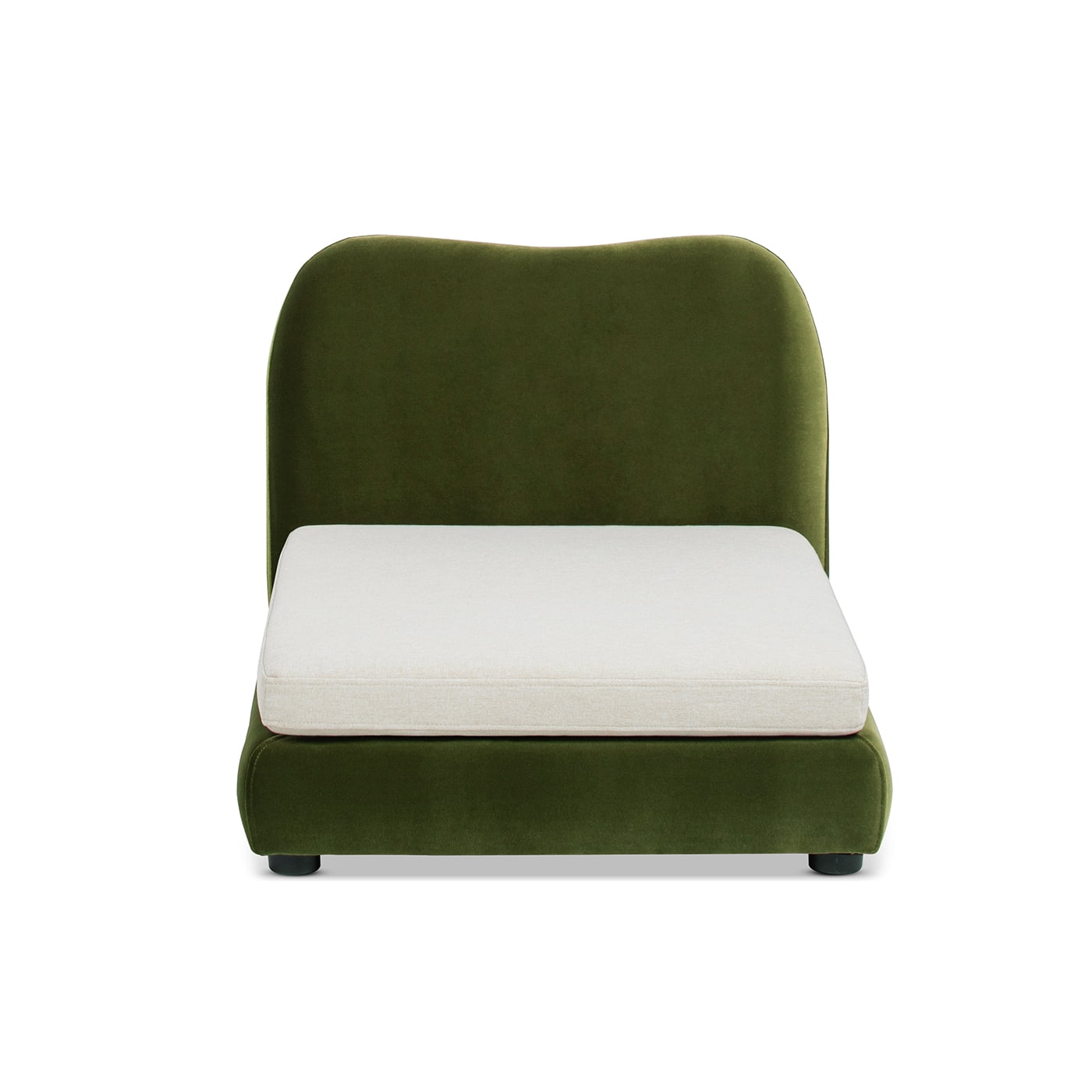 Roman Upholstered Small to Medium Pet Bed Dog or Cat, Olive Green Performance Velvet
