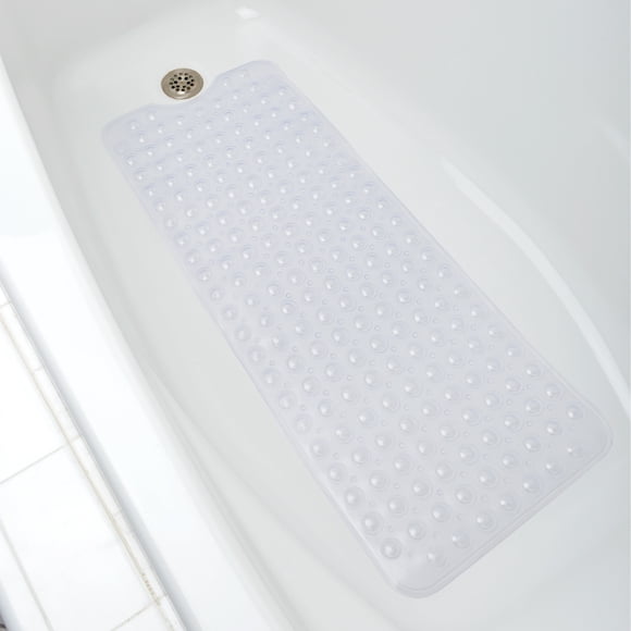Mainstays Oversized Tub Mat, 39.5 x 15.8 inches, Sturdy Plastic, Clear