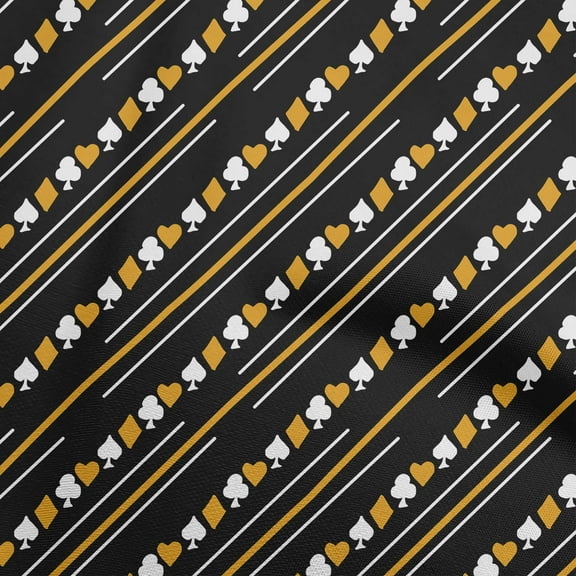 oneOone Polyester Spandex Black Fabric Poker Card Fabric For Sewing Printed Craft Fabric By The Yard 56 Inch Wide