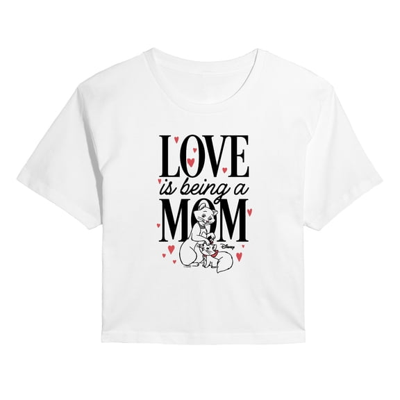 The Aristocats - Love Is Being Mom - Juniors Cropped Graphic T-Shirt
