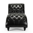 thumbnail image 4 of Harper & Bright Designs PU Leather Button-Tufted Chaise Lounge Chair Leisure Sofa Couch with Nailhead Trim and Solid Wood Legs for Indoor Living Room, Black, 4 of 11