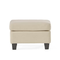 Noble House Neelan Indoor Rectangular Fabric Ottoman, Linen