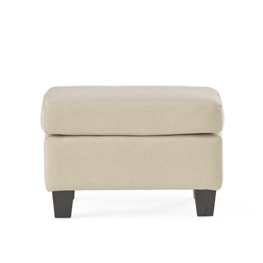 Noble House Neelan Indoor Rectangular Fabric Ottoman, Linen