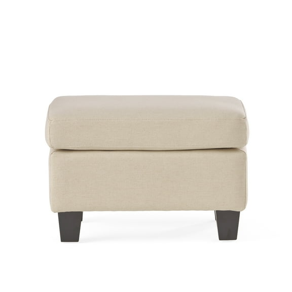 Noble House Neelan Indoor Rectangular Fabric Ottoman, Linen
