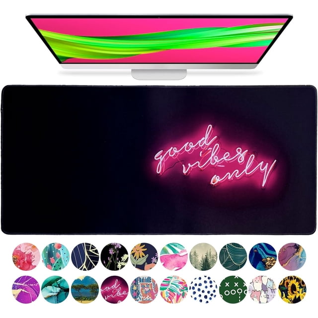 Large Mouse Pad Desk Mat Protector Keyboard Pad Desktop Office School Decor Big Extended Quote Computer Accessories Mousepad Good Vibes Only Inspiration Work