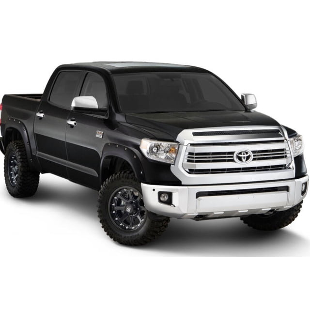 Convient 2014-2021 Toyota Tundra Bushwacker Garde-Boue Évasé 30918-43 Style Poche; Couverture de Pneu 1-3/4 Pouce; Attitude Noir - Code de Peinture 218; Dura-Flex 2000 ABS Plastique Lisse; Ensemble de 4